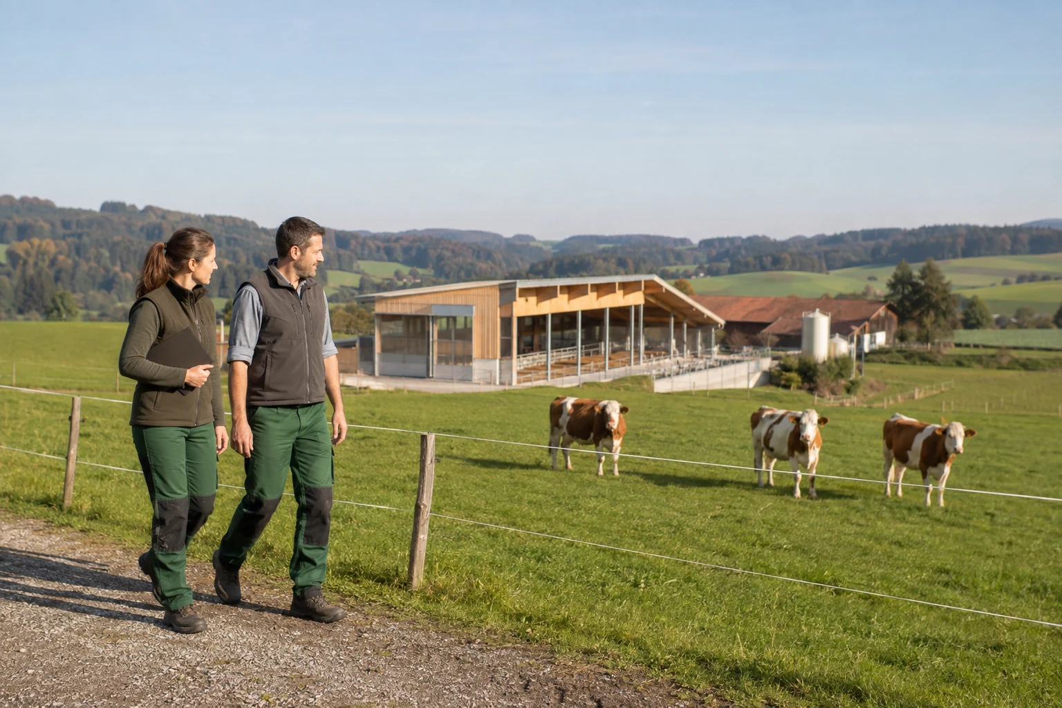 Landwirtschaftliche Kaufinteressenten besichtigen einen Rinderbetrieb in Österreich